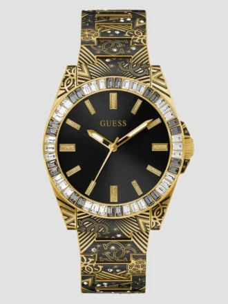 Bedrukt goudkleurig analoog horloge