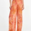 Bedrukte broek van chiffon met zijde-mix Bedrukte broek van chiffon met zijde-mix