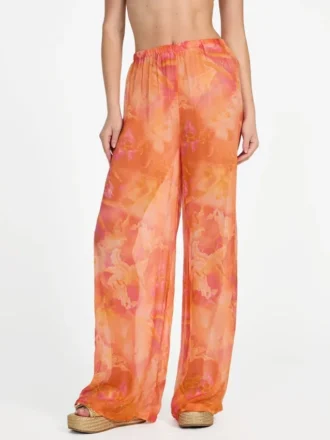 Bedrukte broek van chiffon met zijde-mix