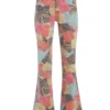 Bedrukte denim flared jeans