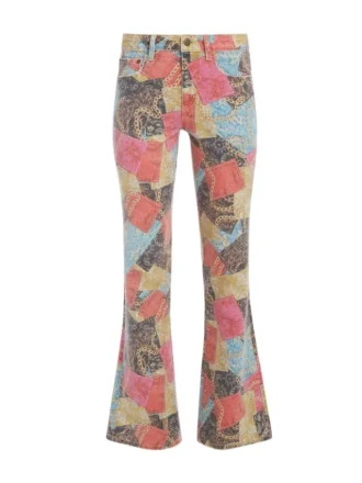 Bedrukte denim flared jeans