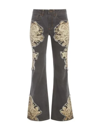 Bedrukte denim flared jeans
