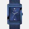 Blauw analoog horloge met gaasband