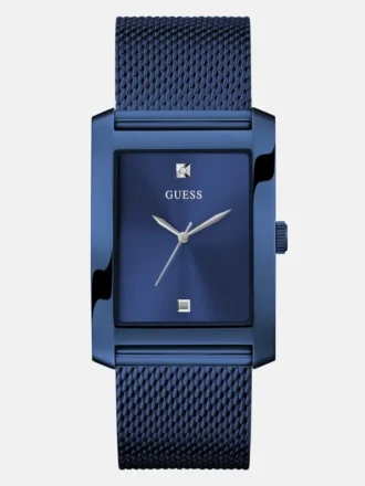 Blauw analoog horloge met gaasband
