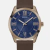 Blauw en bruin siliconen analoog horloge
