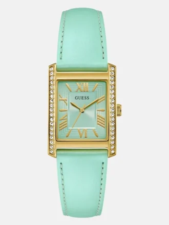 Blauw lederen analoog horloge