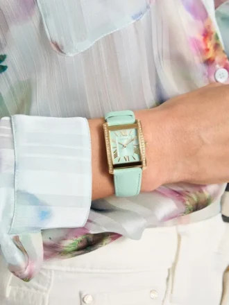 Blauw lederen analoog horloge