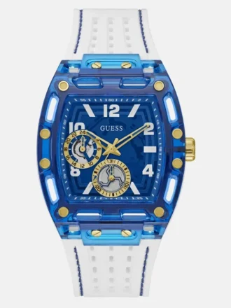 Blauw-wit multifunctioneel horloge met siliconenband