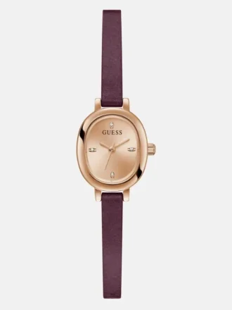 Bordeauxrood lederen analoog horloge