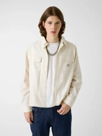 Boxy cropped overhemd met zakken