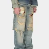 Broek met gelaagde, versleten denim Broek met gelaagde, versleten denim
