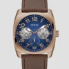 Bruin en blauw lederen multifunctioneel horloge Bruin en blauw lederen multifunctioneel horloge