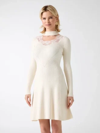 Candice-trui-jurk met kanten rand
