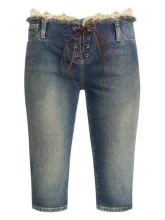 Capri-Jeans met vetersluiting