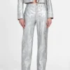 Clelia broek van imitatieleer met borduursels Clelia broek van imitatieleer met borduursels