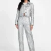 Clelia broek van imitatieleer met borduursels Clelia broek van imitatieleer met borduursels