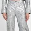 Clelia broek van imitatieleer met borduursels Clelia broek van imitatieleer met borduursels