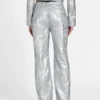 Clelia broek van imitatieleer met borduursels Clelia broek van imitatieleer met borduursels