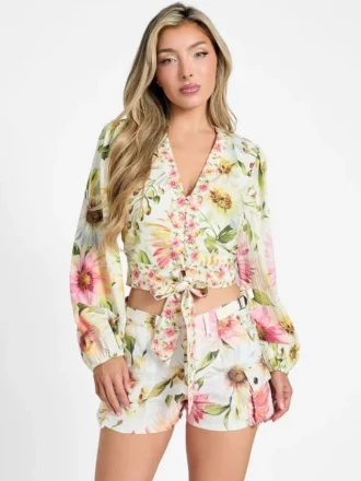Colette top met V-hals en strik