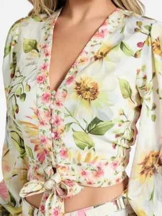 Colette top met V-hals en strik