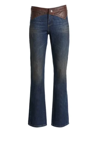 Contrasterende denim flare broek