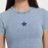 Crop-T-shirt met ronde hals en ster