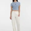 Crop-T-shirt met ronde hals en ster