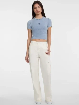 Crop-T-shirt met ronde hals en ster