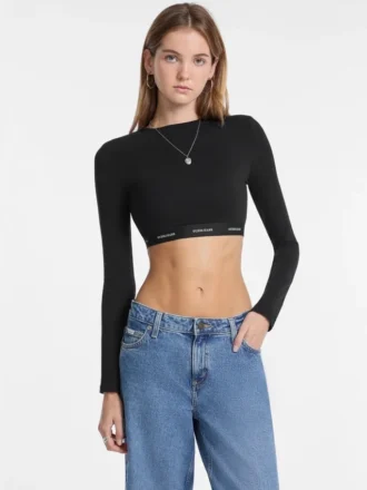 Crop top met logoband
