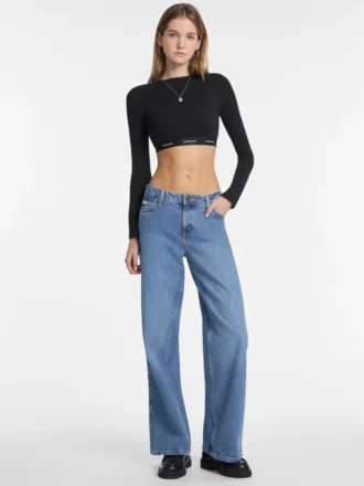 Crop top met logoband