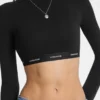 Crop top met logoband