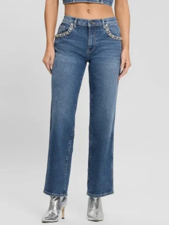 Daisy Rhinestone Pocket Jeans