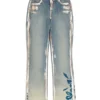 Denim broek met bloemenprint