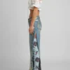 Denim broek met bloemenprint