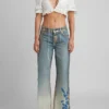 Denim broek met bloemenprint