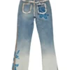 Denim broek met bloemenprint