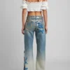 Denim broek met bloemenprint