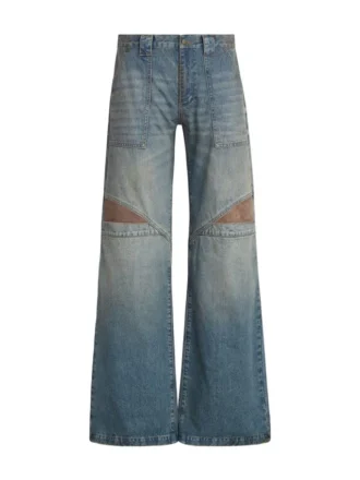 Denim broek met lage taille en wijde pijpen