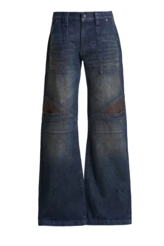 Denim broek met lage taille en wijde pijpen