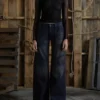 Denim broek met lage taille en wijde pijpen