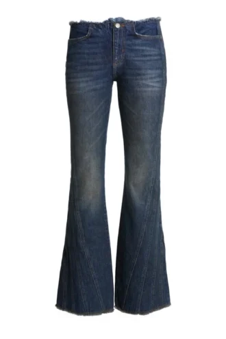 Denim broek met panelen en uitlopende pijpen