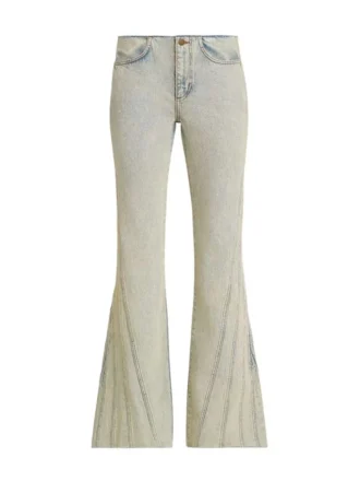 Denim broek met panelen en uitlopende pijpen