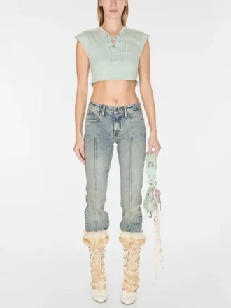 Denim broek met uitlopende pijpen
