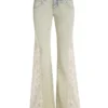 Denim broek met vetersluiting en uitlopende pijpen Denim broek met vetersluiting en uitlopende pijpen