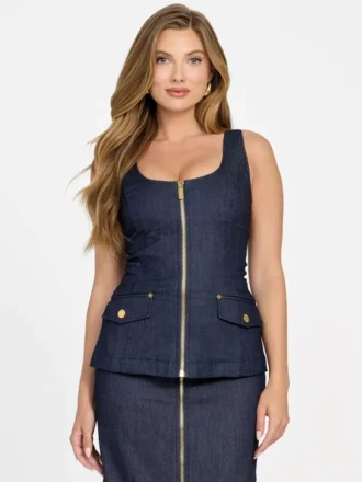 Denim corset top met rits