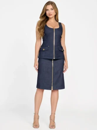 Denim corset top met rits