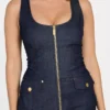 Denim corset top met rits