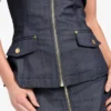 Denim corset top met rits