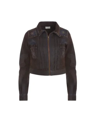 Denim fluwelen jas met rits