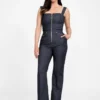 Denim jumpsuit met afneembare bandjes en ritssluiting Denim jumpsuit met afneembare bandjes en ritssluiting